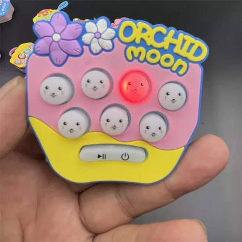 Mini pop-it, stresszoldó kulcstartó játék - virágos