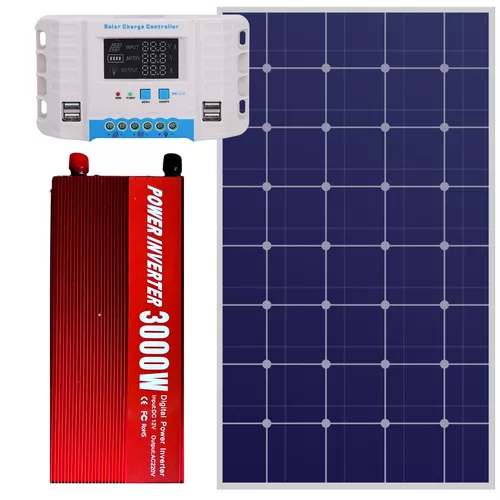 220V/12V napelem rendszer 300W panel 3000W inverter + 60A töltésvezérlő