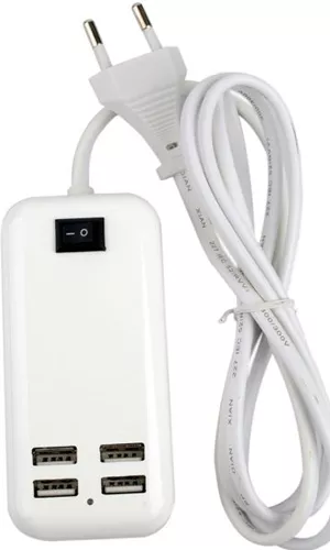 15W hálózati USB töltő/ adapter - 4x USB, kapcsoló
