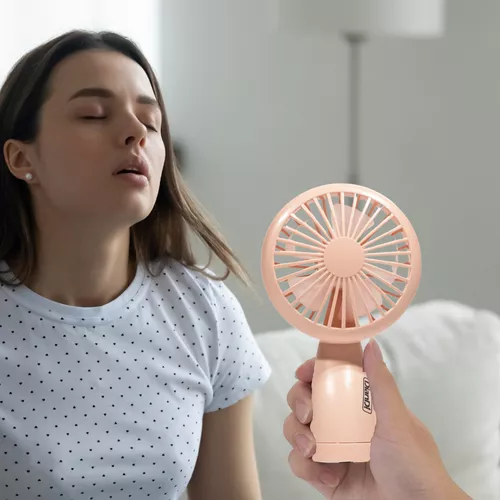 Mini kézi ventilátor színes ledvilágítással - rózsaszín