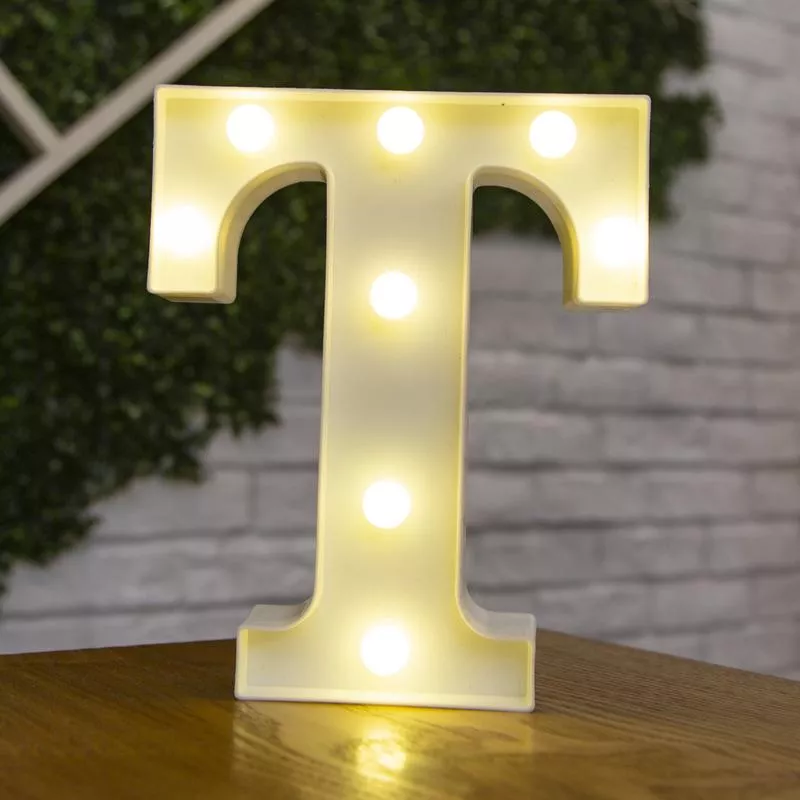 LED világító T betű - 22cm elemes
