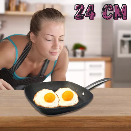 Négyzet alakú kovácsolt alumínium grillserpenyő tapadásmentes bevonattal - 24 cm 