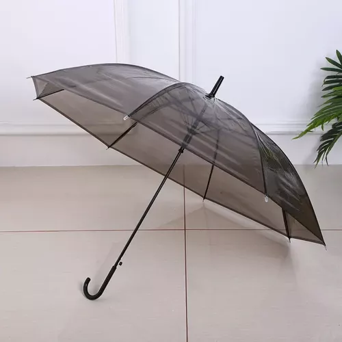 Egyedi színes, átlátszó huzatú hosszúnyelű félautomata esernyő / 100 cm átmérő - szürke