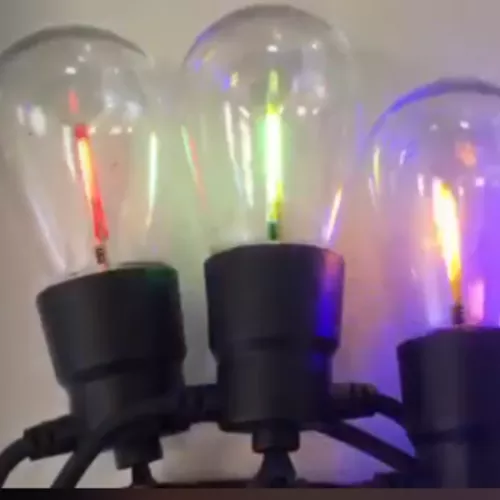 Napelemes RGB vízálló dekoratív futófényű ledfűzér 10 LED izzóval 