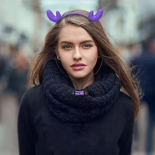Fejpántos Bluetooth Headset - lila / rénszarvasfüles