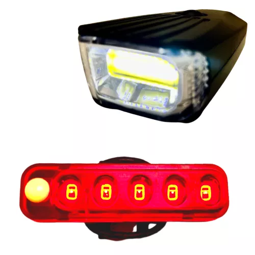USB -ről tölthető LED Kerékpár lámpa / reflektor készlet első + hátsó / bicikli fényszóró
