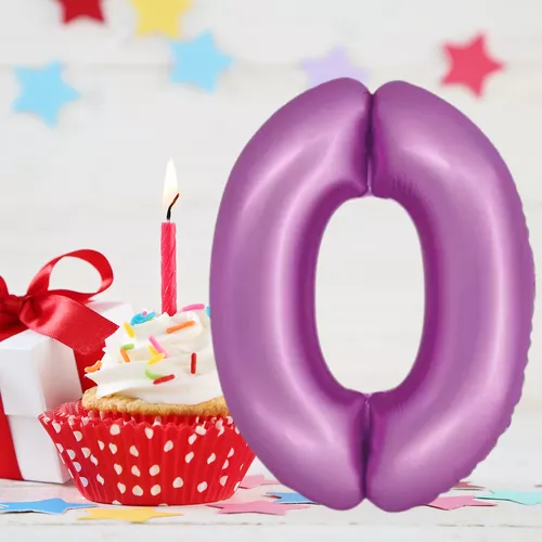 Óriás lufi betűk/ lila színű metál fólia, 40 cm (1 db) / 0 szám