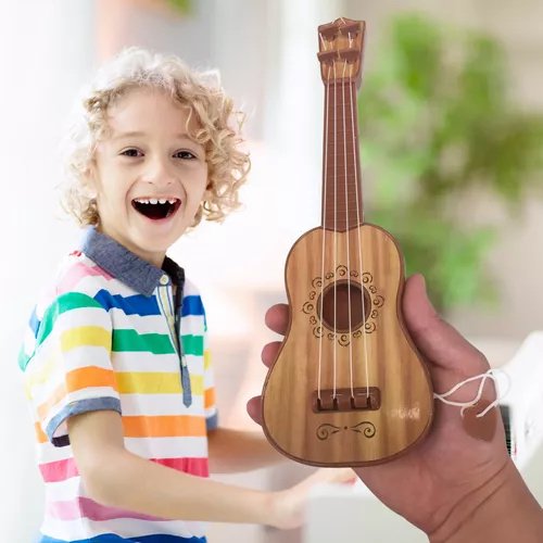 Mini gitár gyermekeknek pengetővel - fa hatású kialakítással