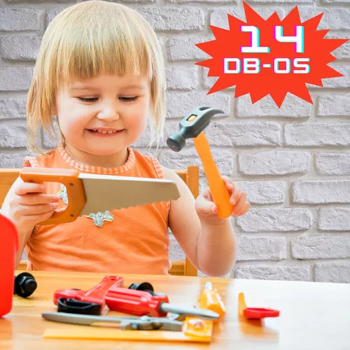 Játék szerszámkészlet, 14 db-os műanyag barkácskészlet