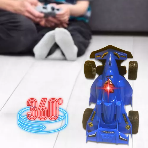 Távirányítós, 360 fokban pörgő szélsebes versenyautó - kék