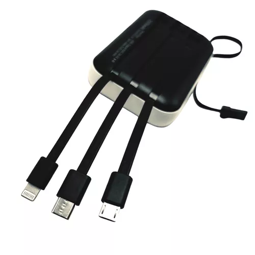 Multi Powebank: Android, iOS, USB, TypeC, MicroUSB, iPhone csatlakozókkal, elemlámpával / 2500mAh