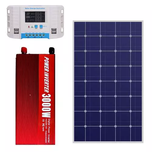 220V/12V napelem rendszer 250W panel 3000W inverter + töltésvezérlő (60 A)