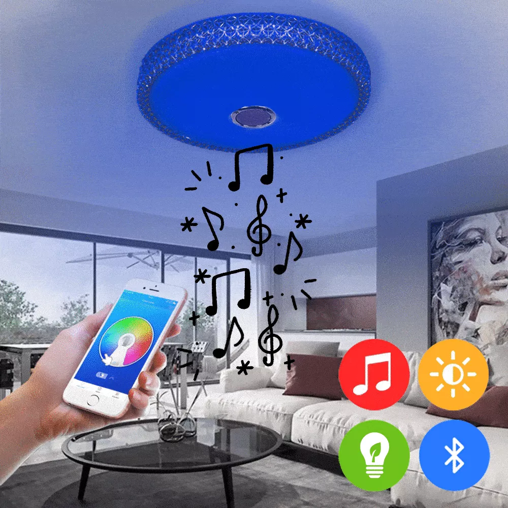 RGB Sparkle LED lámpa + beépített Bluetooth hangszóró + távirányító / változtatható fényerősséggel és színhőmérséklettel, 49 cm