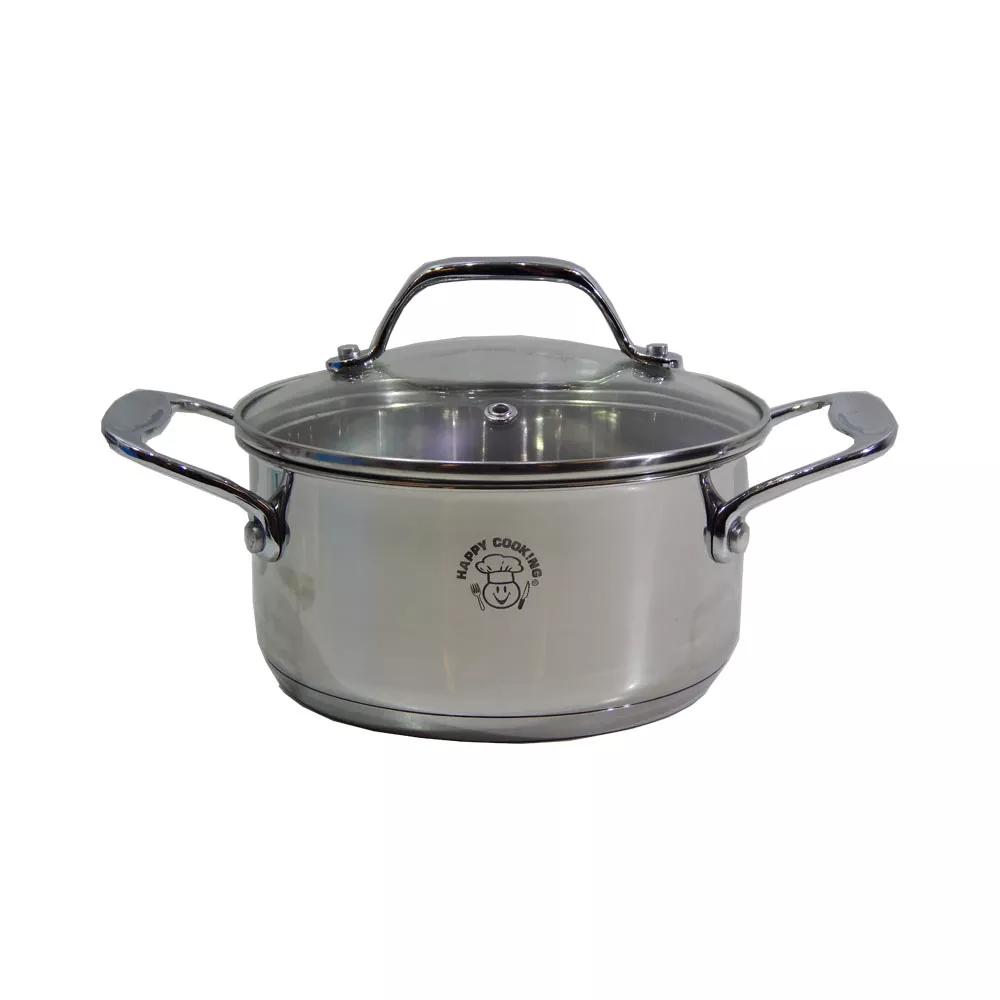 Rozsdamentes lábas edzett üveg fedővel / 1,6 l
