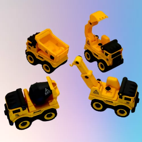Mini szerelhető 4 db sárga teherautó készlet