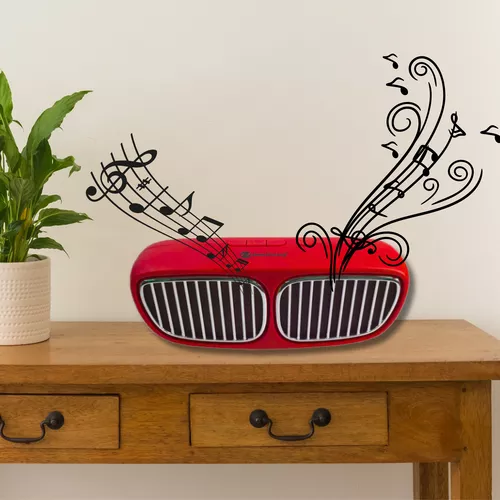Autóhűtőrács Mp3 + Bluetooth + kihangosító + FM rádió - Stereo / piros