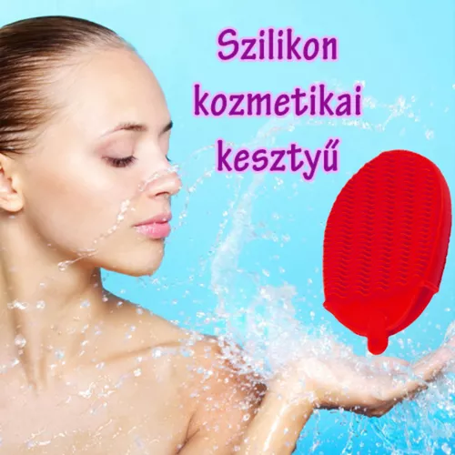 Szilikon kétoldalú kozmetikai kesztyű - A ragyogó bőrért! - piros