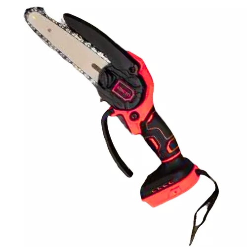 Egykezes akkumulátoros láncfűrész, ágvágó, 16 cm-es a vágólappal + 2 akksi + koffer / piros