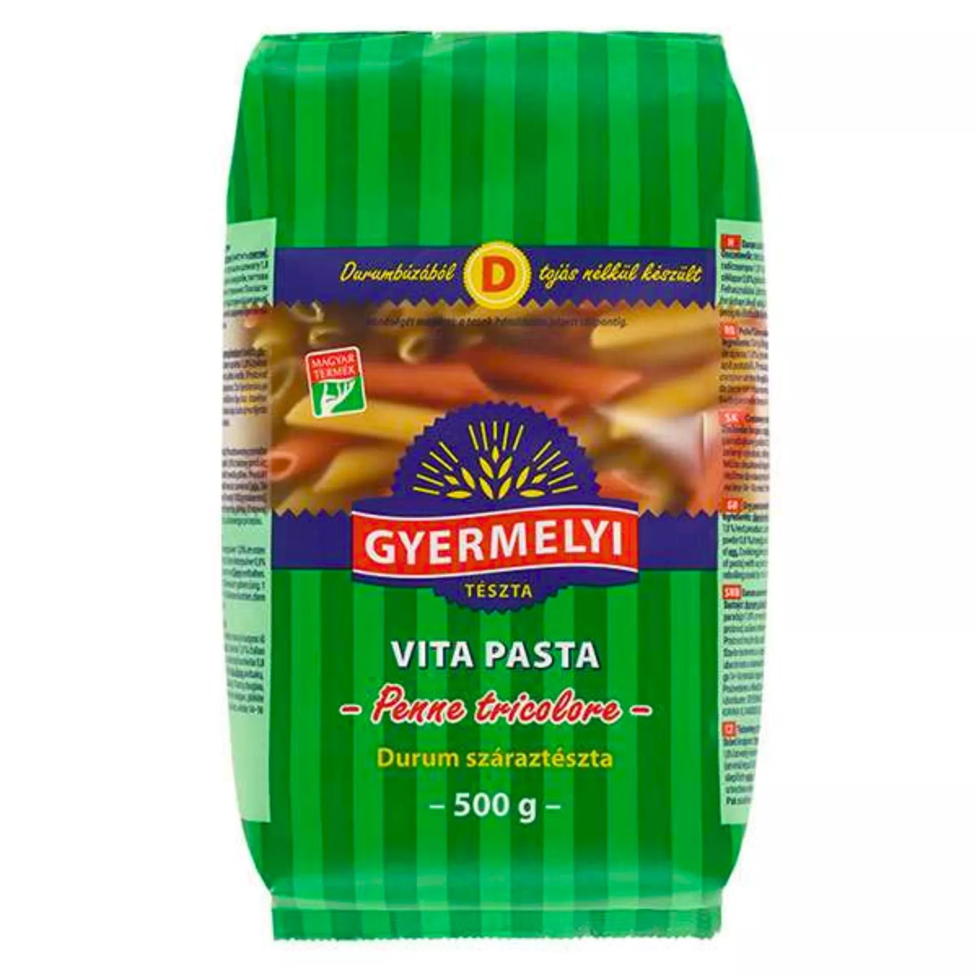 Gyermelyi durum tészta 500g, Tricolor penne