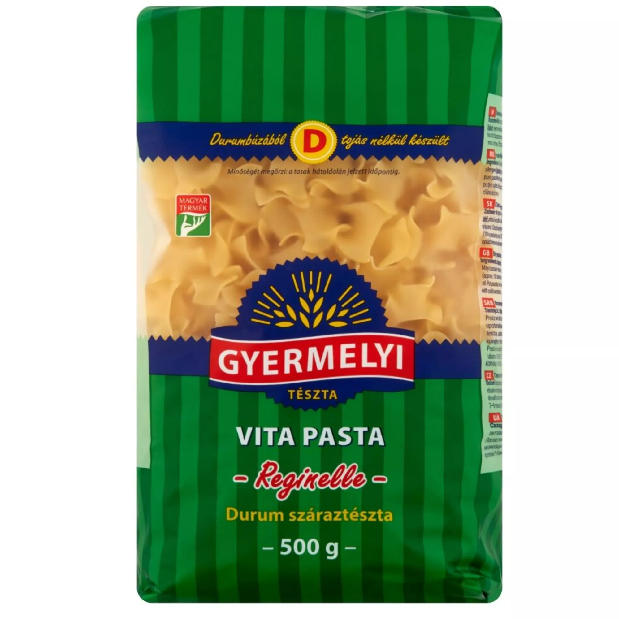 Gyermelyi durum tészta 500g, Reginelle (fodros kocka)
