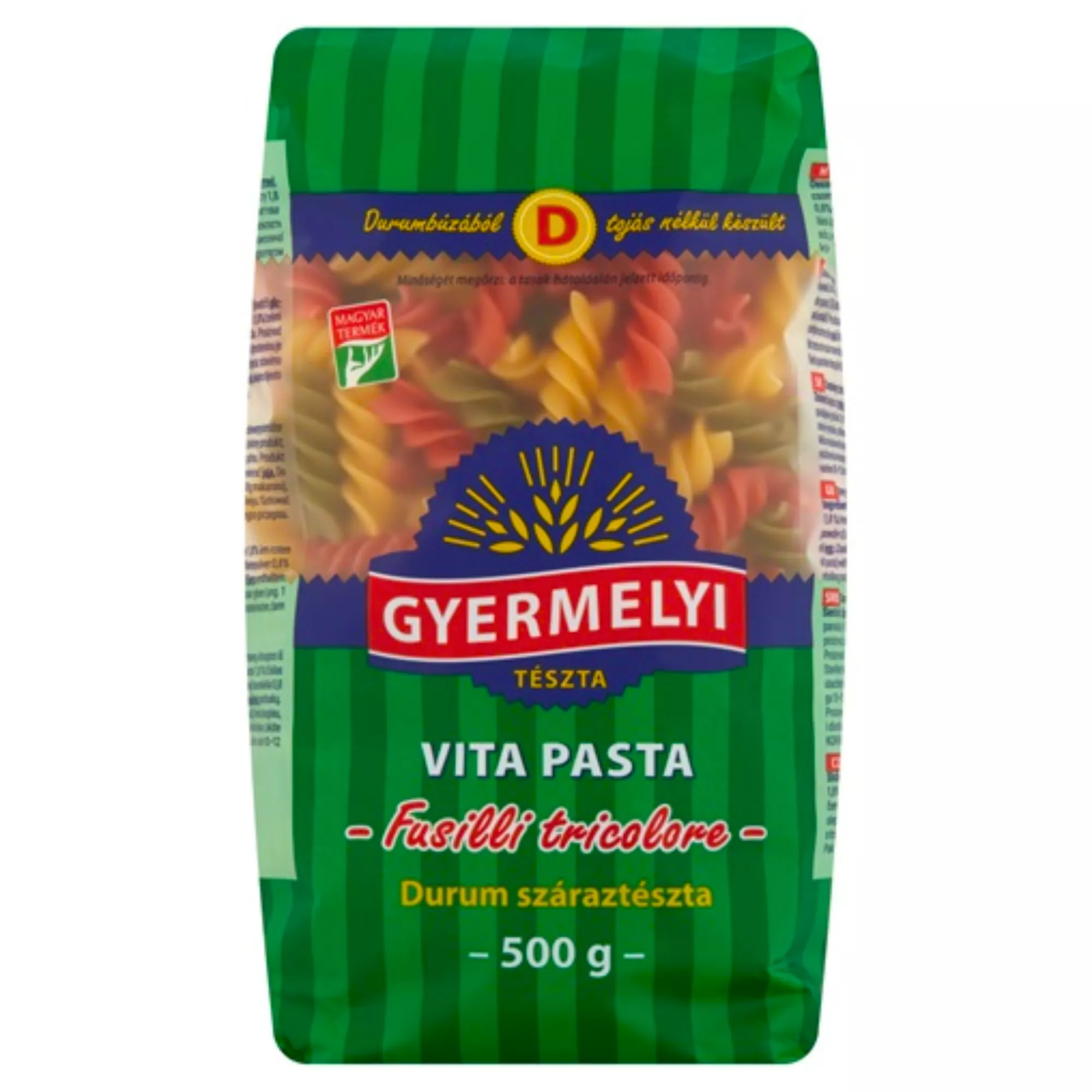 Gyermelyi durum tészta 500g, Tricolor fusilli