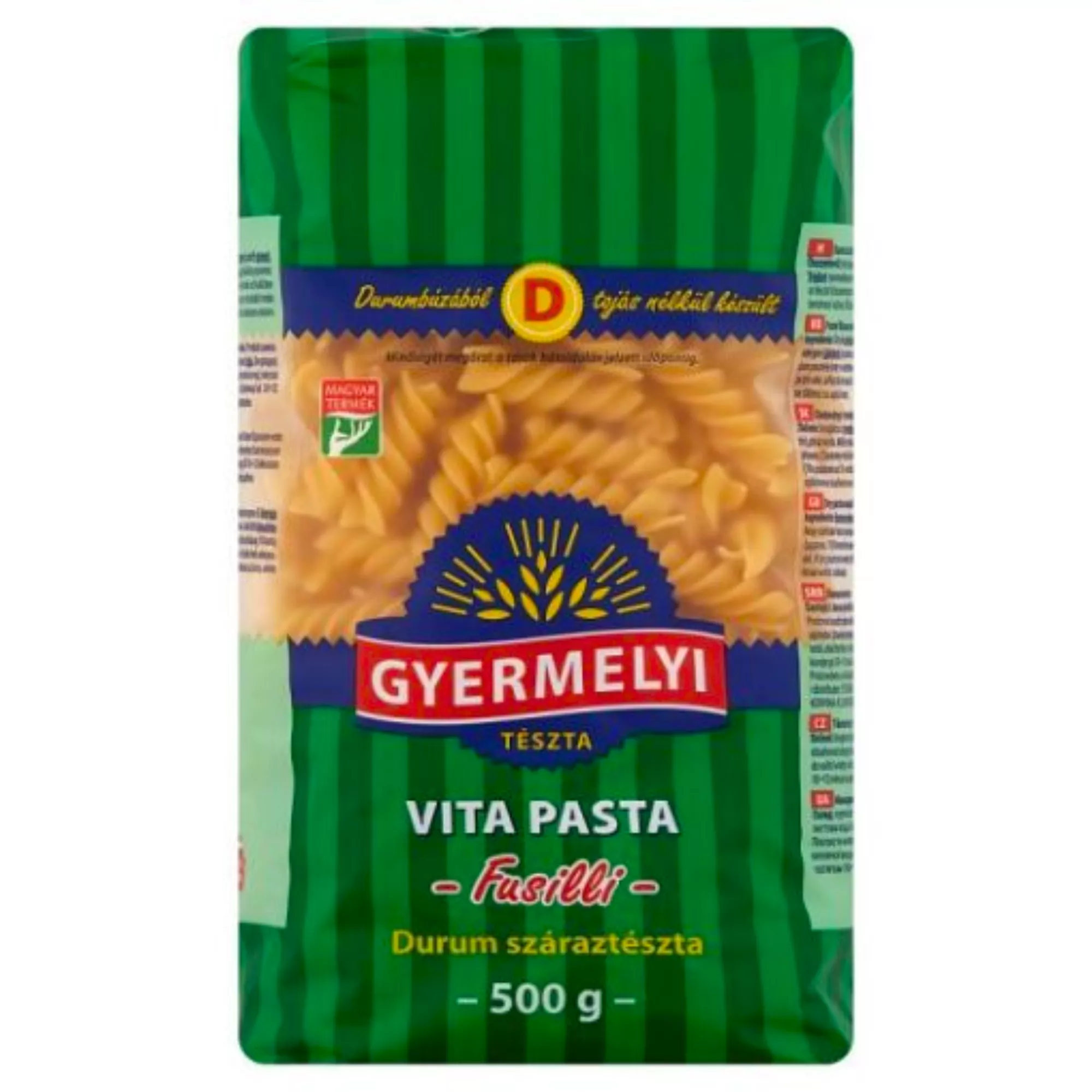 Gyermelyi durum tészta 500g, Fusilli (orsó)
