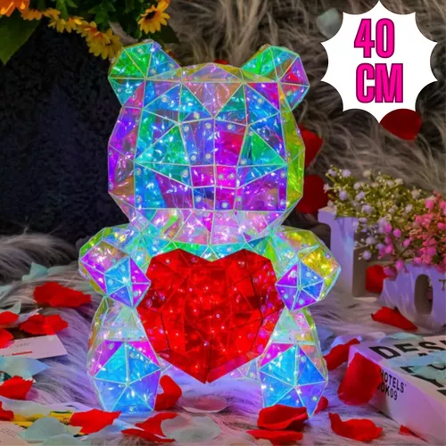 Óriás világító mackó dekoráció, RGB LED hangulatvilágítás / 40 cm