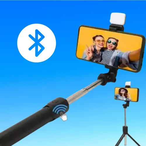 Multifunkcionális szelfibot és fotóállvány + Bluetooth-távirányító  + LED világítás/ tripoddá alakítható kompakt teleszkópos monopod