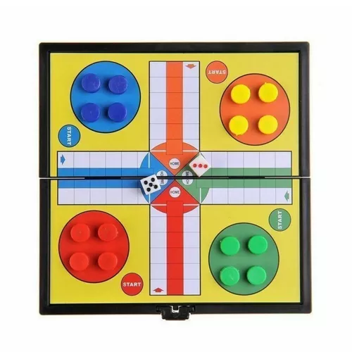 Mini összecsukható mágneses „Ki nevet a végén?” retro úti társasjáték készlet