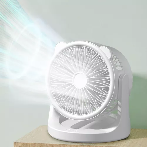 Asztali ventilátor LED világítással - fehér