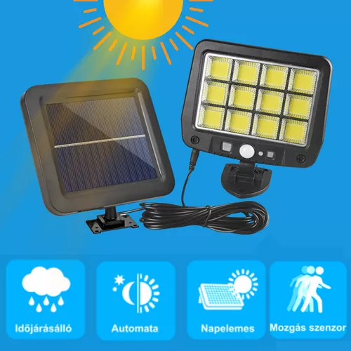 Kompakt solar COB LED reflektor + külön napelem
