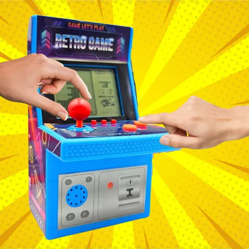 Mini Retro játékgép kinézetű kvarcjáték, hordozható játékkonzol, tetrisz - kék