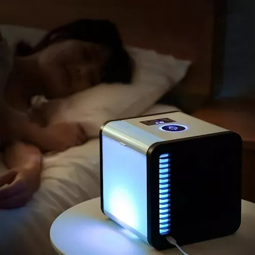 Hordozható mini léghűtő kocka LED világítással 