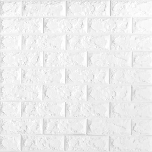 3D fehér tégla falmatrica, fali panel extra öntapadós falpanel 70×78 cm - fehér