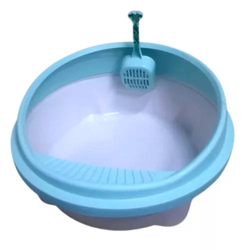 Trendi kör alakú peremes alomtálca macskáknak tisztítólapáttal / 45 cm