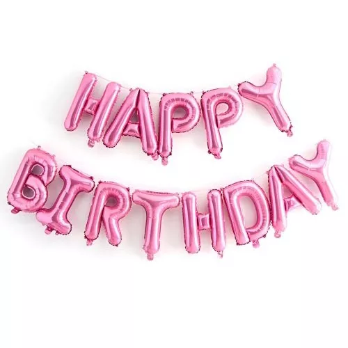 Óriás Happy Birthday betű lufik / 13 db-os - rózsaszín