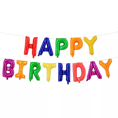 Óriás Happy Birthday betű lufik / 13 db-os - színes