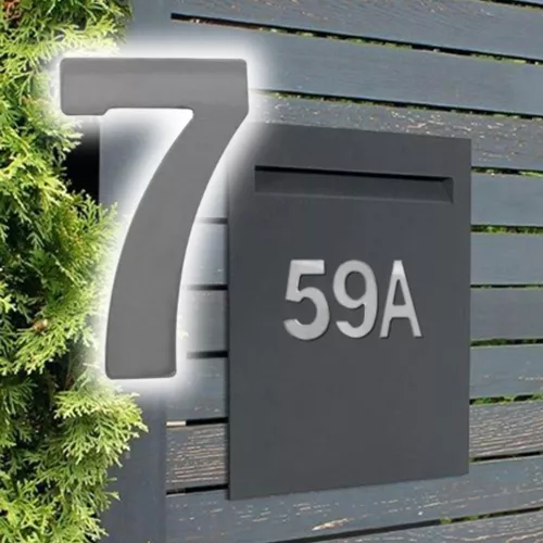 Rozsdamentes acél házszám / ajtószám, öntapadós, 75 mm - 7-es szám