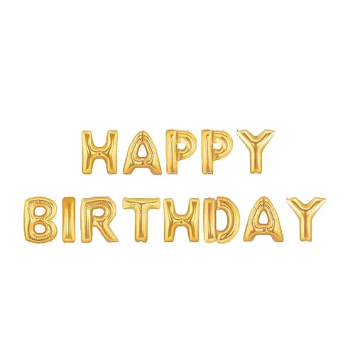 Óriás Happy Birthday betű lufik / 13 db-os - arany