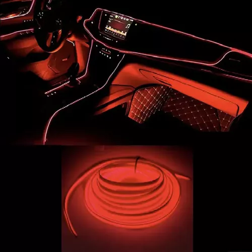 Dekor LED fénykábel autóba / flexibilis neonfény, 3 m - piros